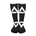 Black And White Star of David Print Long Socks