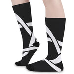 Black And White Star of David Print Long Socks