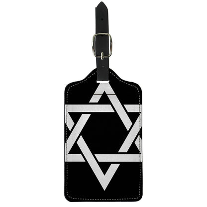 Black And White Star of David Print Luggage Tag