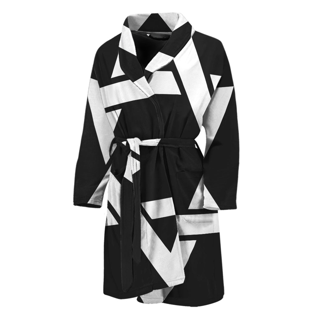 Black And White Star of David Print Men's Bathrobe