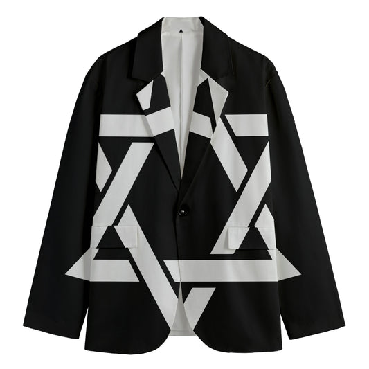 Black And White Star of David Print Men's Blazer