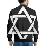 Black And White Star of David Print Men's Bomber Jacket