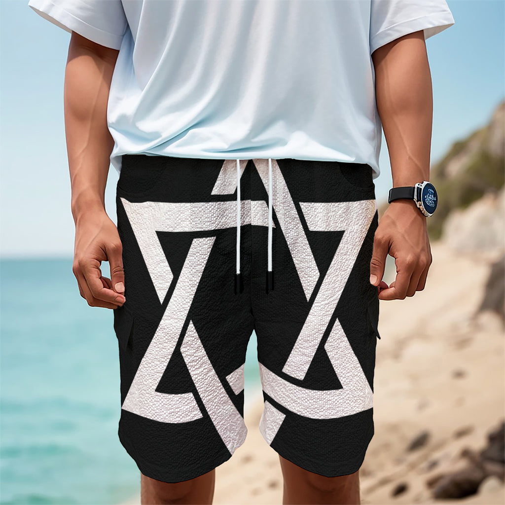 Black And White Star of David Print Men's Cargo Shorts