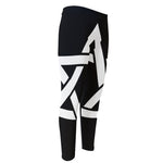 Black And White Star of David Print Men's Compression Pants