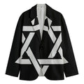 Black And White Star of David Print Men's Cotton Blazer