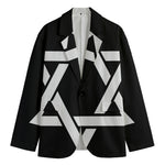 Black And White Star of David Print Men's Cotton Blazer