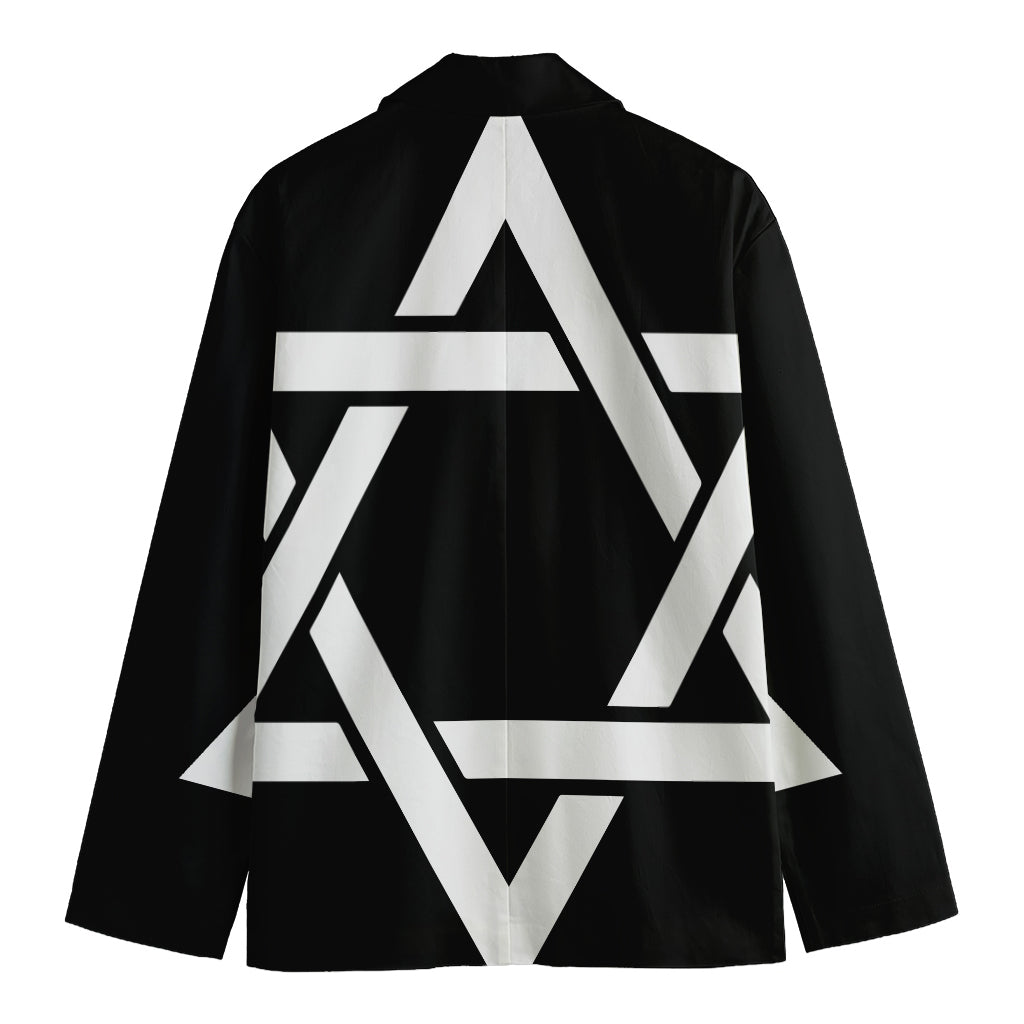 Black And White Star of David Print Men's Cotton Blazer