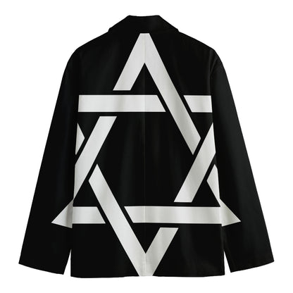 Black And White Star of David Print Men's Cotton Blazer