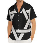 Black And White Star of David Print Men's Deep V-Neck Shirt