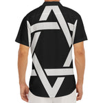 Black And White Star of David Print Men's Deep V-Neck Shirt