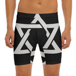 Black And White Star of David Print Men's Long Boxer Briefs