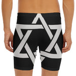 Black And White Star of David Print Men's Long Boxer Briefs
