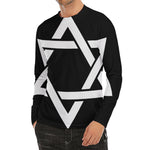 Black And White Star of David Print Men's Long Sleeve Rash Guard
