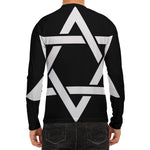 Black And White Star of David Print Men's Long Sleeve Rash Guard