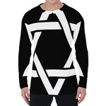 Black And White Star of David Print Men's Long Sleeve T-Shirt