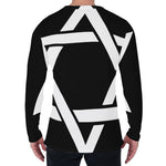 Black And White Star of David Print Men's Long Sleeve T-Shirt