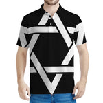 Black And White Star of David Print Men's Polo Shirt