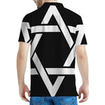 Black And White Star of David Print Men's Polo Shirt