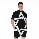 Black And White Star of David Print Men's Rompers