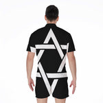 Black And White Star of David Print Men's Rompers