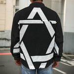 Black And White Star of David Print Men's Shirt Jacket