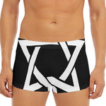 Black And White Star of David Print Men's Short Boxer Briefs