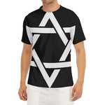 Black And White Star of David Print Men's Short Sleeve Rash Guard