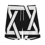Black And White Star of David Print Men's Sports Shorts