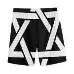 Black And White Star of David Print Men's Sports Shorts