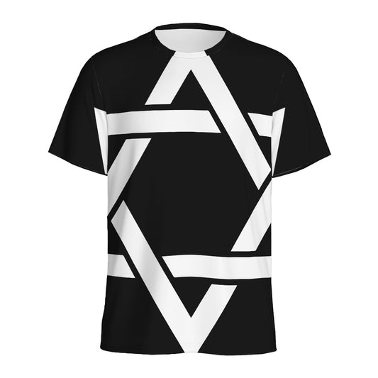 Black And White Star of David Print Men's Sports T-Shirt