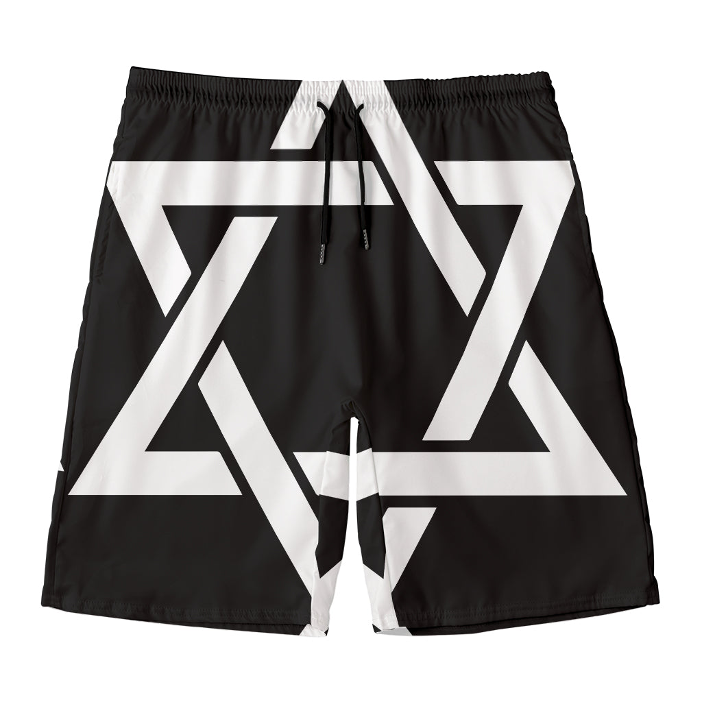 Black And White Star of David Print Men's Swim Trunks