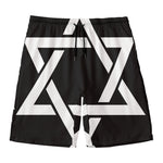 Black And White Star of David Print Men's Swim Trunks