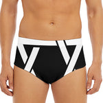 Black And White Star of David Print Men's Triangle Swim Briefs