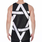 Black And White Star of David Print Men's Velvet Tank Top