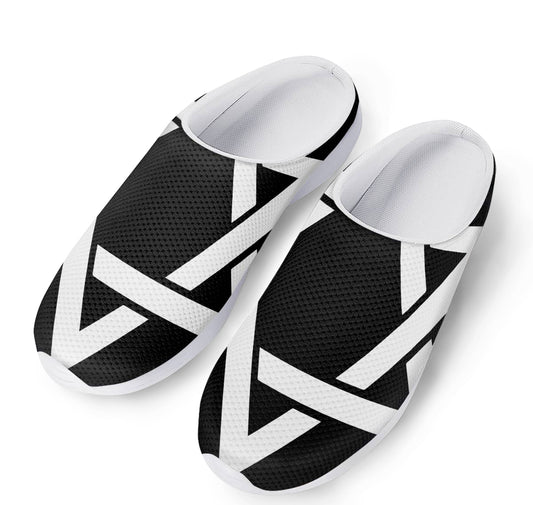 Black And White Star of David Print Mesh Casual Shoes
