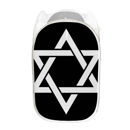 Black And White Star of David Print Mesh Laundry Hamper
