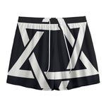 Black And White Star of David Print Mesh Shorts