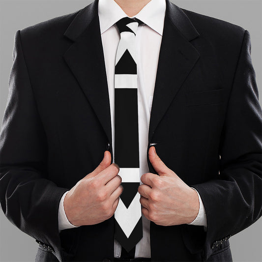Black And White Star of David Print Necktie