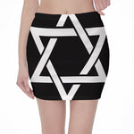 Black And White Star of David Print Pencil Mini Skirt