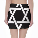 Black And White Star of David Print Pencil Mini Skirt