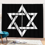 Black And White Star of David Print Pencil Pleat Curtains