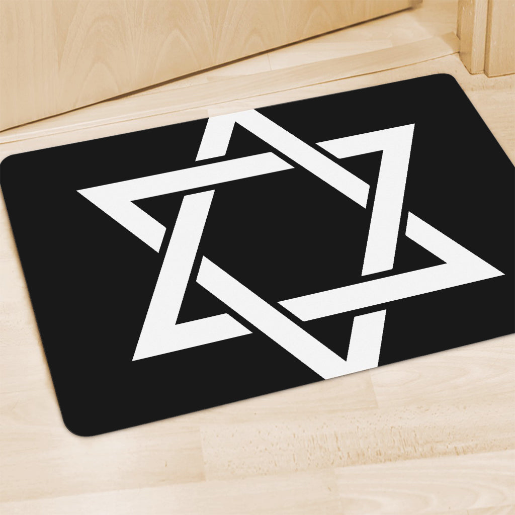 Black And White Star of David Print Polyester Doormat