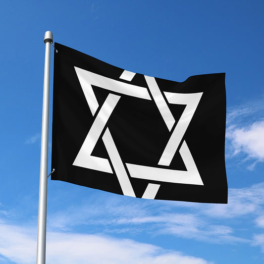 Black And White Star of David Print Polyester Flag