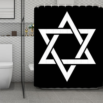 Black And White Star of David Print Polyester Shower Curtain