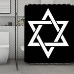 Black And White Star of David Print Polyester Shower Curtain