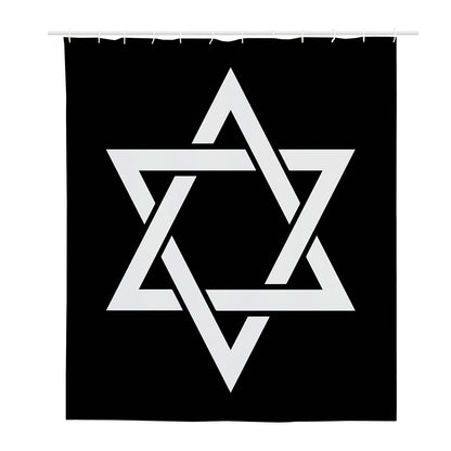 Black And White Star of David Print Polyester Shower Curtain