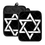 Black And White Star of David Print Pot Holders With Pocket