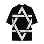 Black And White Star of David Print Rayon Hawaiian Shirt