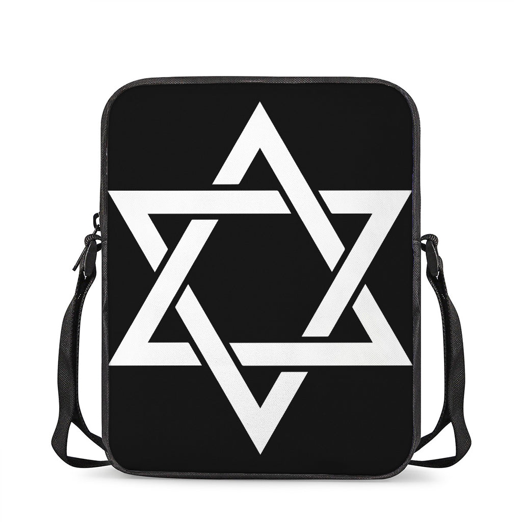 Black And White Star of David Print Rectangular Crossbody Bag