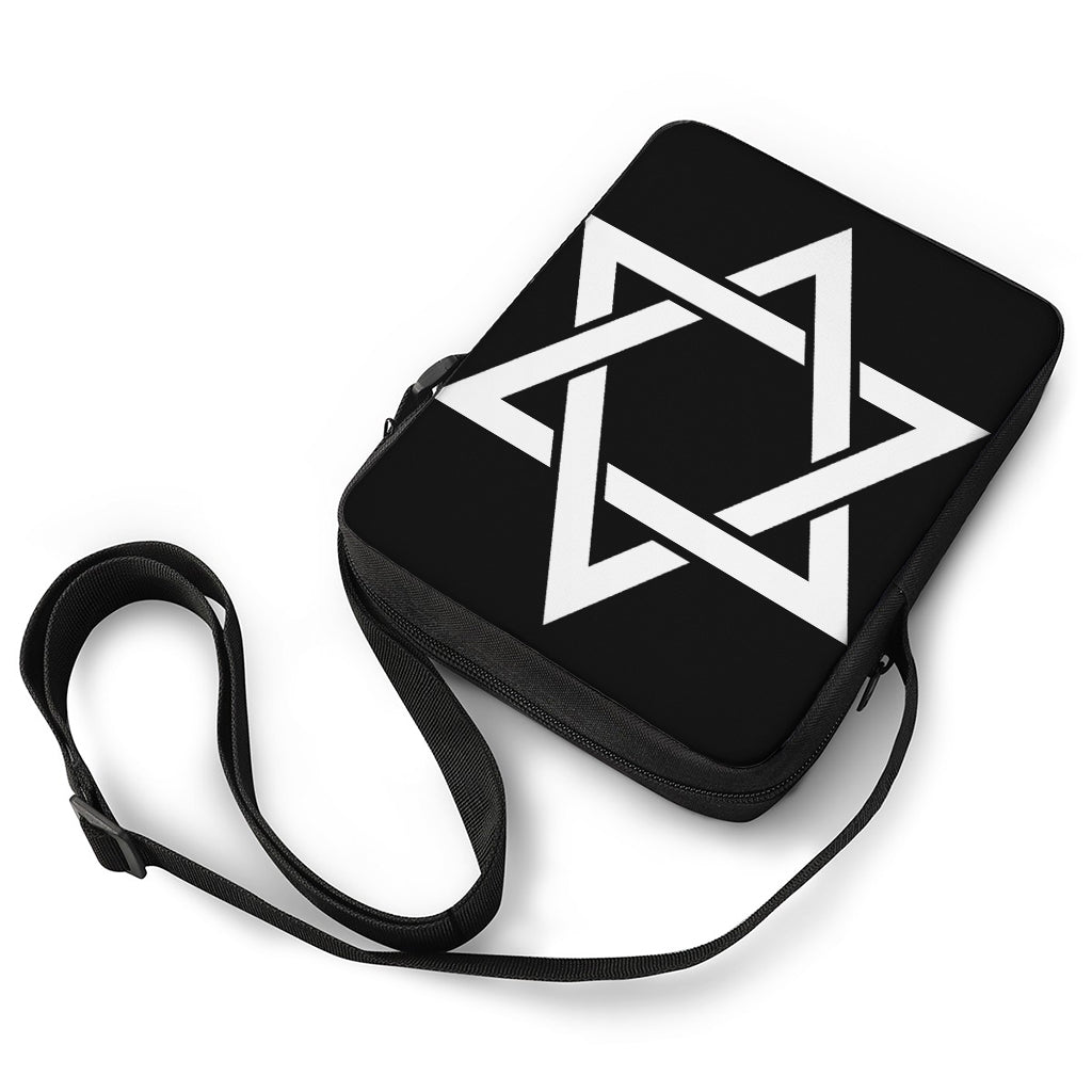 Black And White Star of David Print Rectangular Crossbody Bag